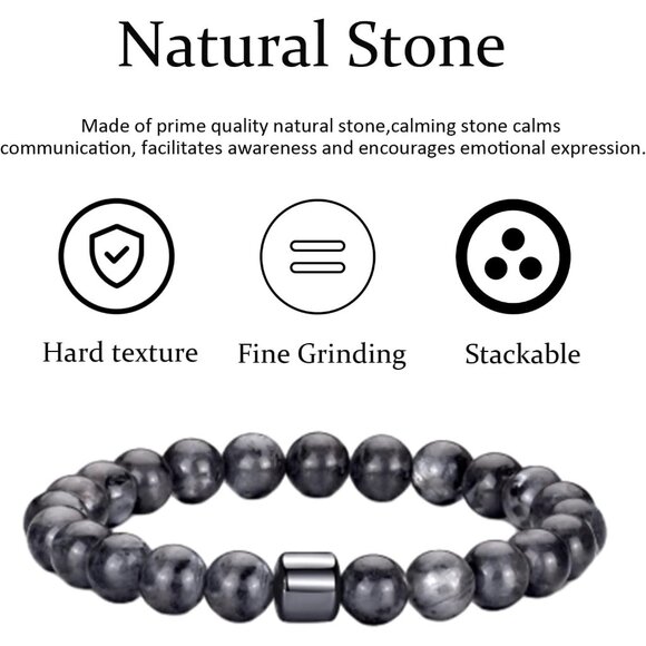 ⚡Rankeef Men 2 Black Flash Tiger Eye 8MM Natural Stone Crystal Beaded Bracelet - Picture 7 of 7